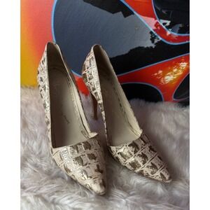 Alice + Olivia Stacey Bendet Gold Croc Embossed Leather D'Orsay Pumps 39‎